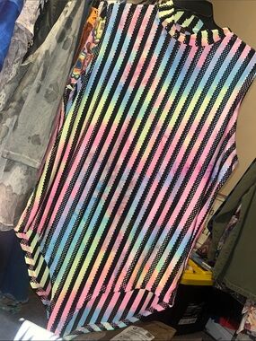 Sleeveless Neon Rainbow Striped Top